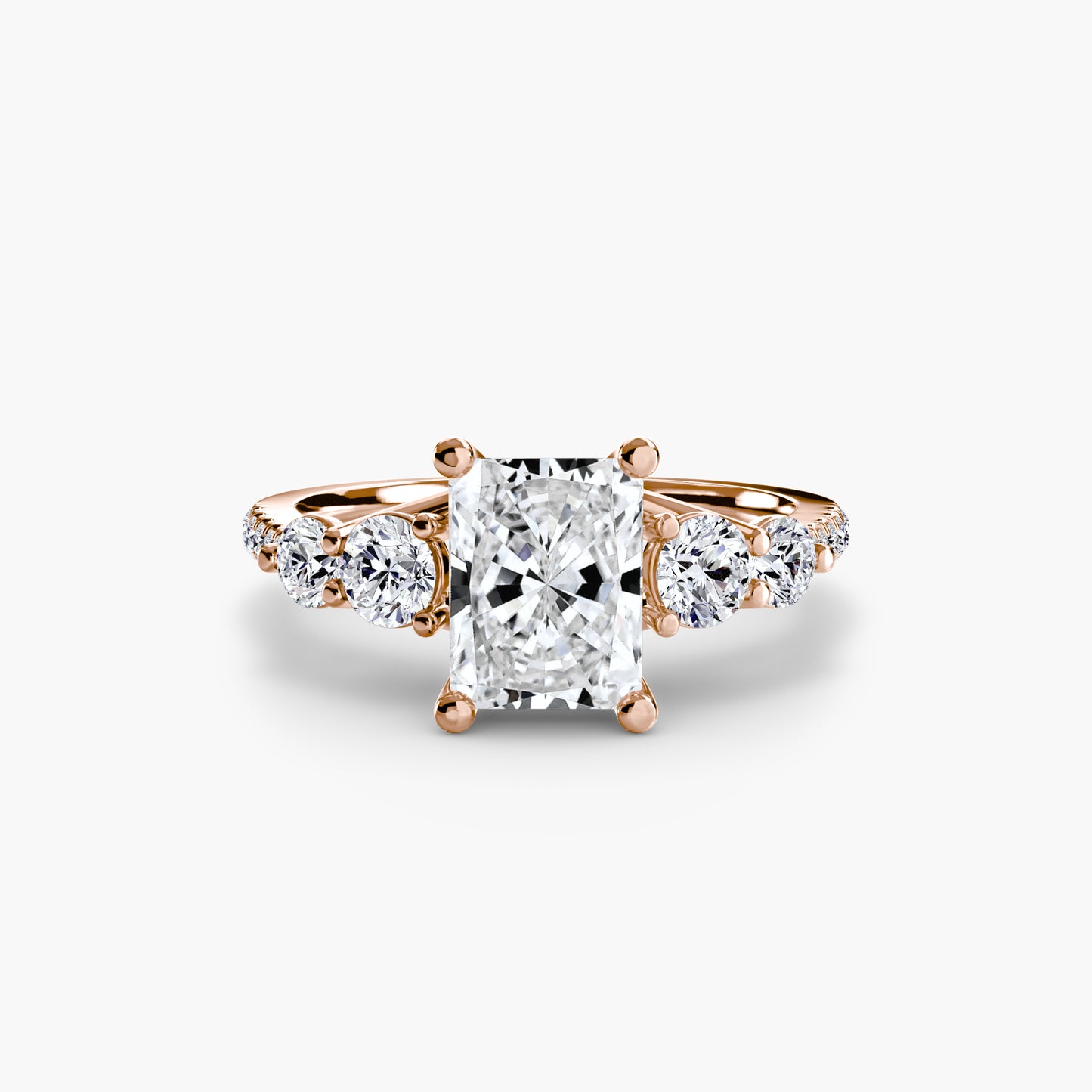 Five Stone Engagement Ring with Pavé Band - 2.0mm