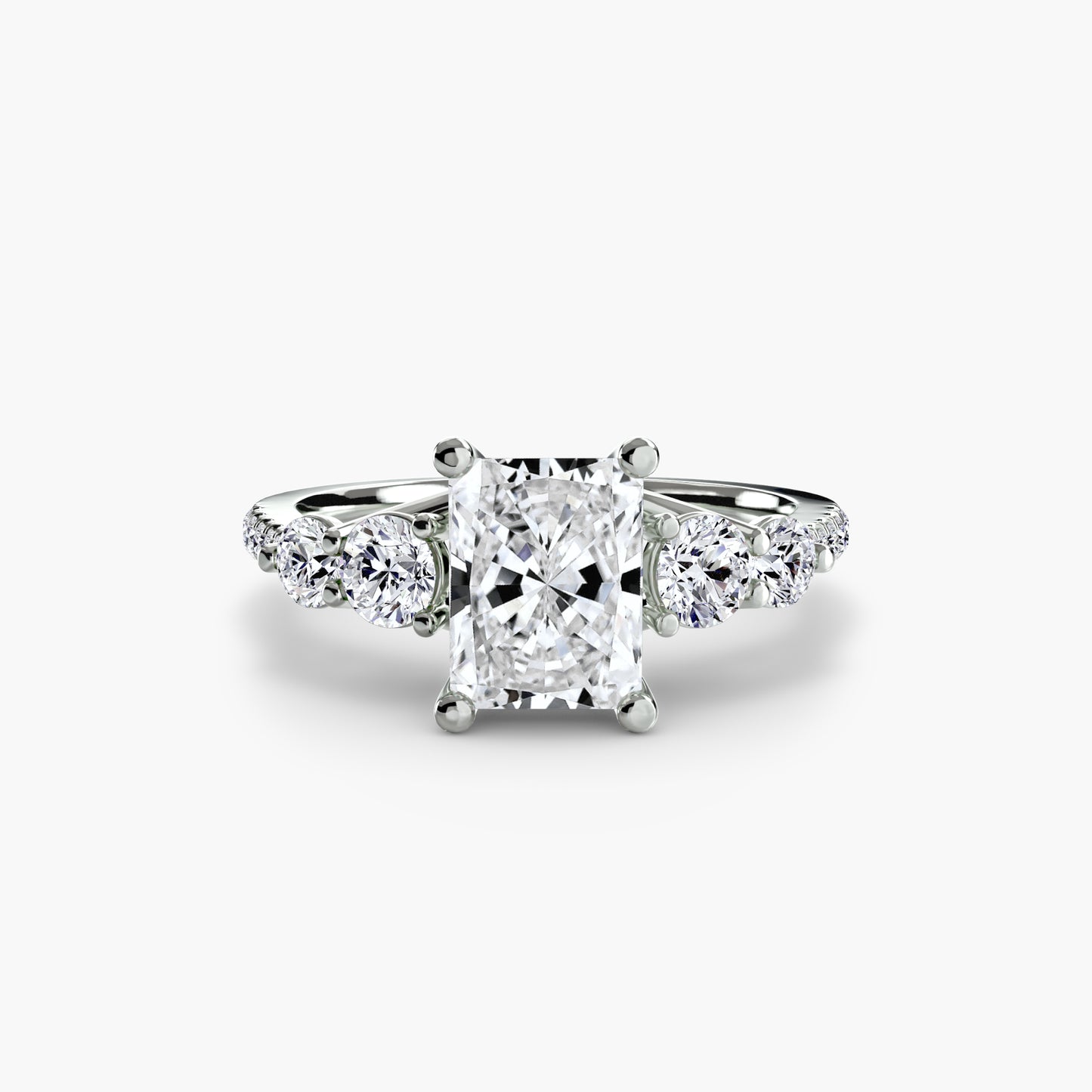 Five Stone Engagement Ring with Pavé Band - 2.0mm
