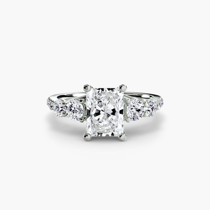Five Stone Engagement Ring with Pavé Band - 2.0mm