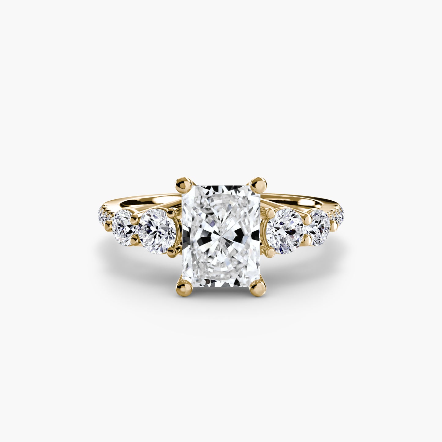 Five Stone Engagement Ring with Pavé Band - 2.0mm