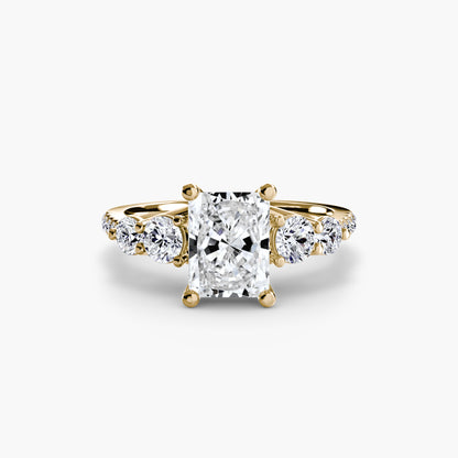 Five Stone Engagement Ring with Pavé Band - 2.0mm