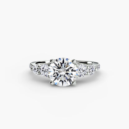 Five Stone Engagement Ring with Pavé Band - 2.0mm