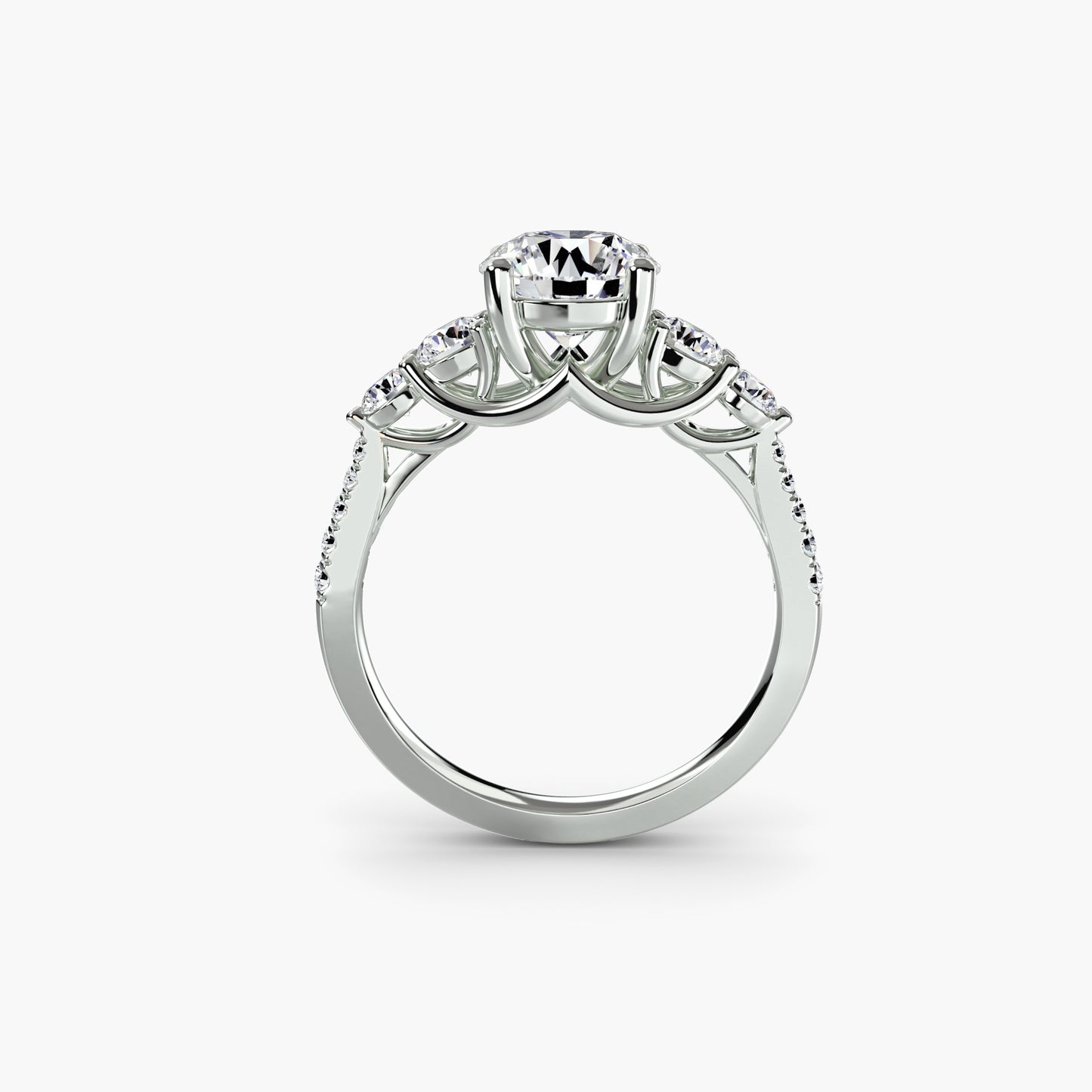 Five Stone Engagement Ring with Pavé Band - 2.0mm