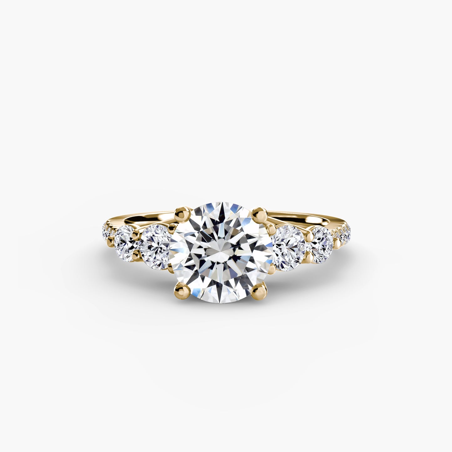 Five Stone Engagement Ring with Pavé Band - 2.0mm