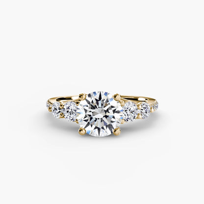 Five Stone Engagement Ring with Pavé Band - 2.0mm