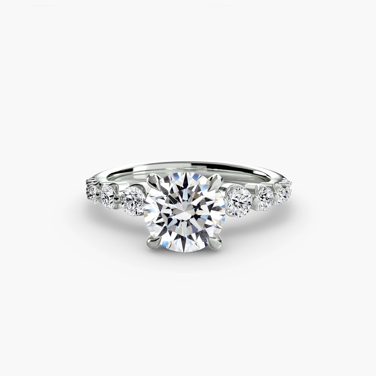 Cascade Solitaire Ring with Pavé Band - 2.3mm