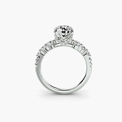 Cascade Solitaire Ring with Pavé Band - 2.3mm