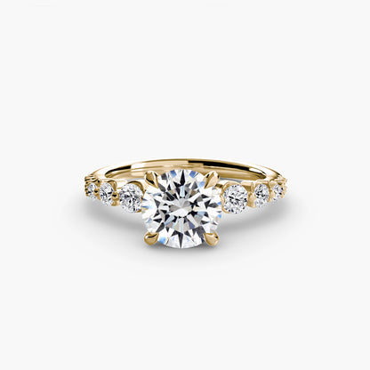 Cascade Solitaire Ring with Pavé Band - 2.3mm