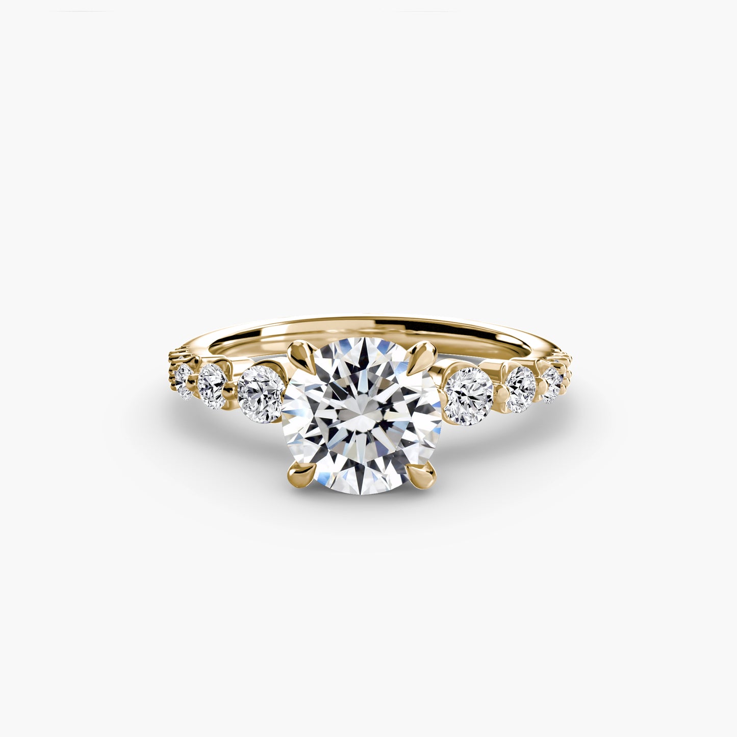 Cascade Solitaire Ring with Pavé Band - 2.3mm