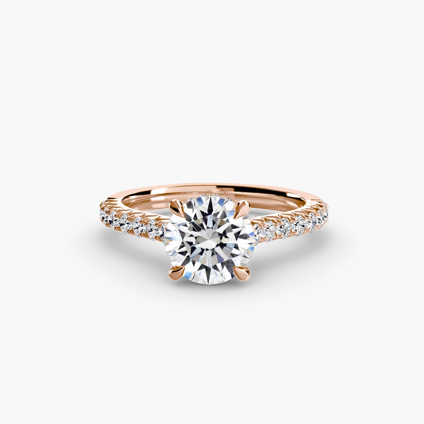 Solitaire Engagement Ring with Pavé Band 2.4mm