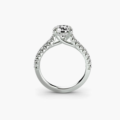 Solitaire Engagement Ring with Pavé Band 2.4mm