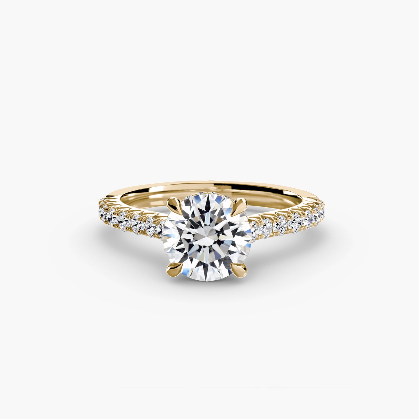 Solitaire Engagement Ring with Pavé Band 2.4mm