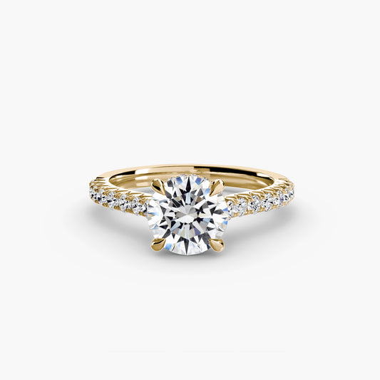 Solitaire Engagement Ring with Pavé Band 2.4mm