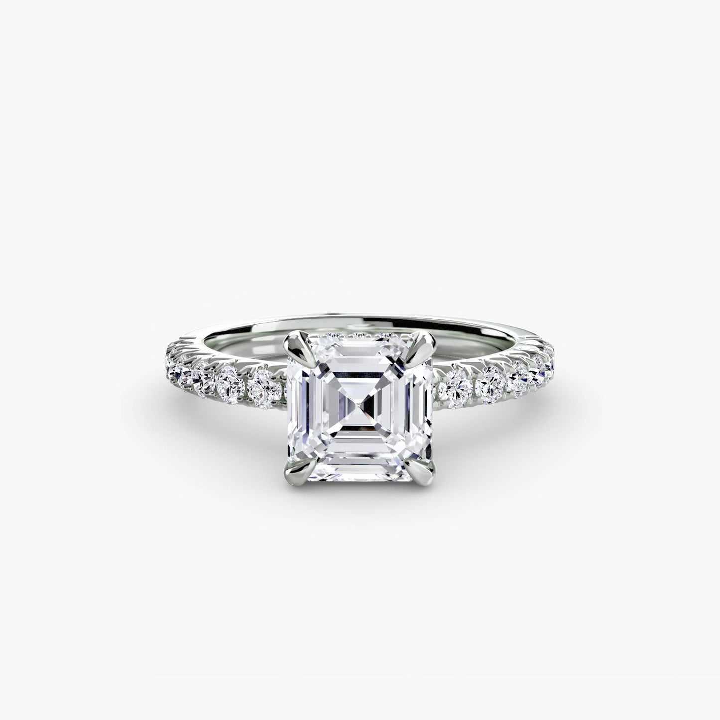 Solitaire Engagement Ring with Pavé Band - 2.3mm