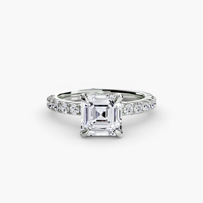 Solitaire Engagement Ring with Pavé Band - 2.3mm