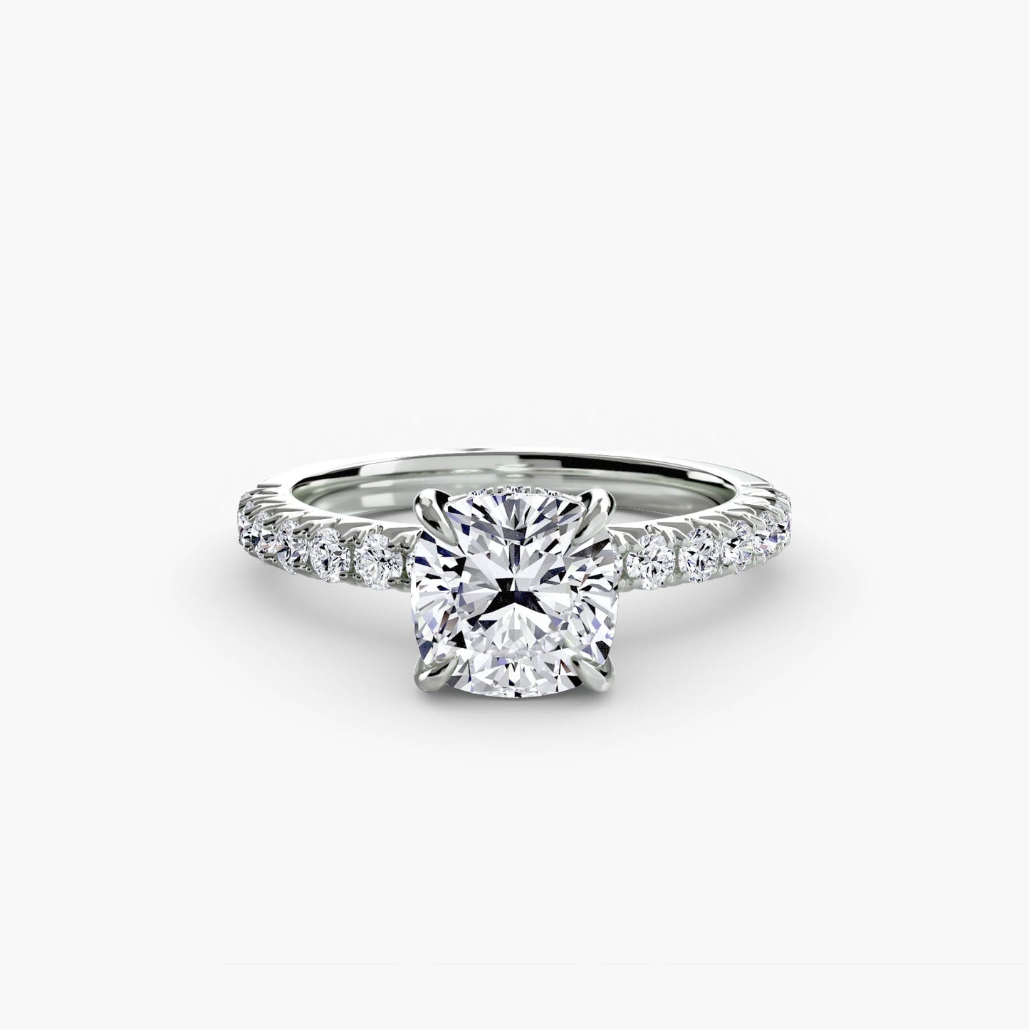 Solitaire Engagement Ring with Pavé Band - 2.3mm