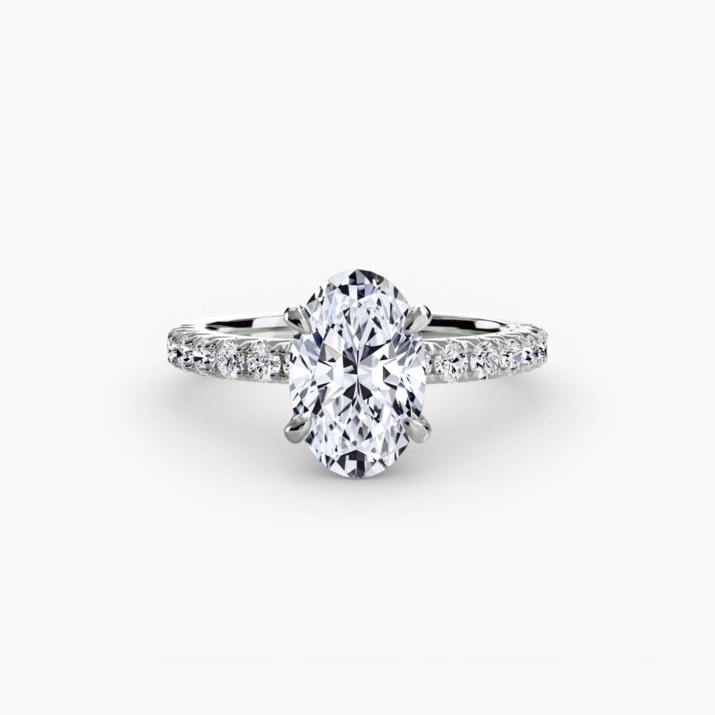 Solitaire Engagement Ring with Pavé Band - 2.3mm