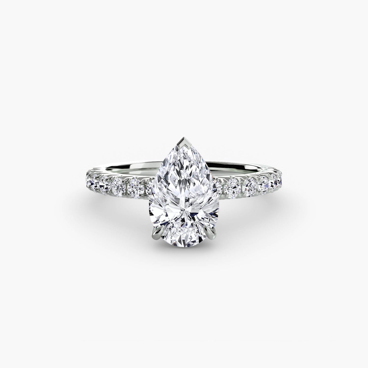 Solitaire Engagement Ring with Pavé Band - 2.3mm
