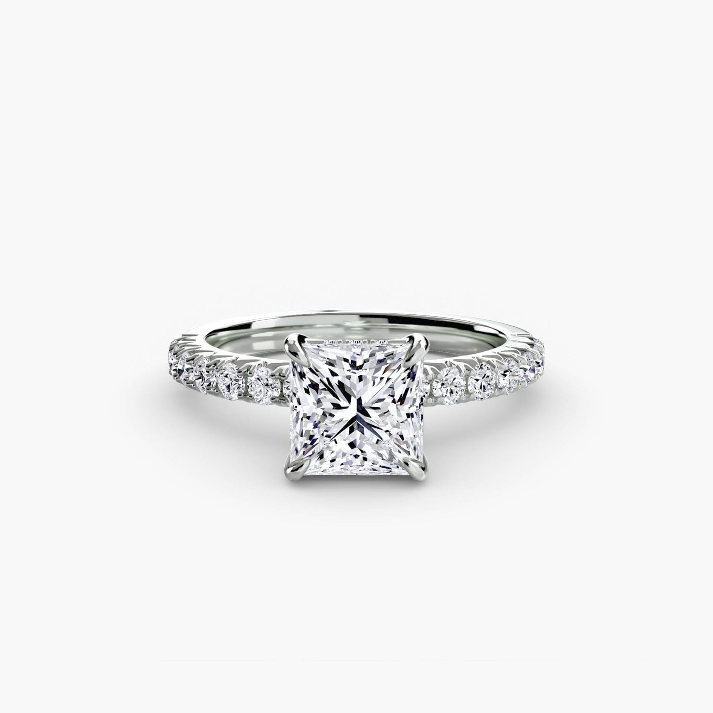 Solitaire Engagement Ring with Pavé Band - 2.3mm