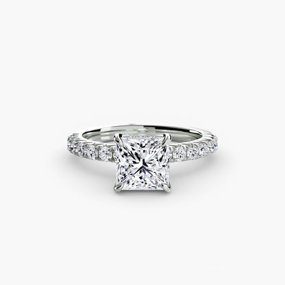 Solitaire Engagement Ring with Pavé Band - 2.3mm