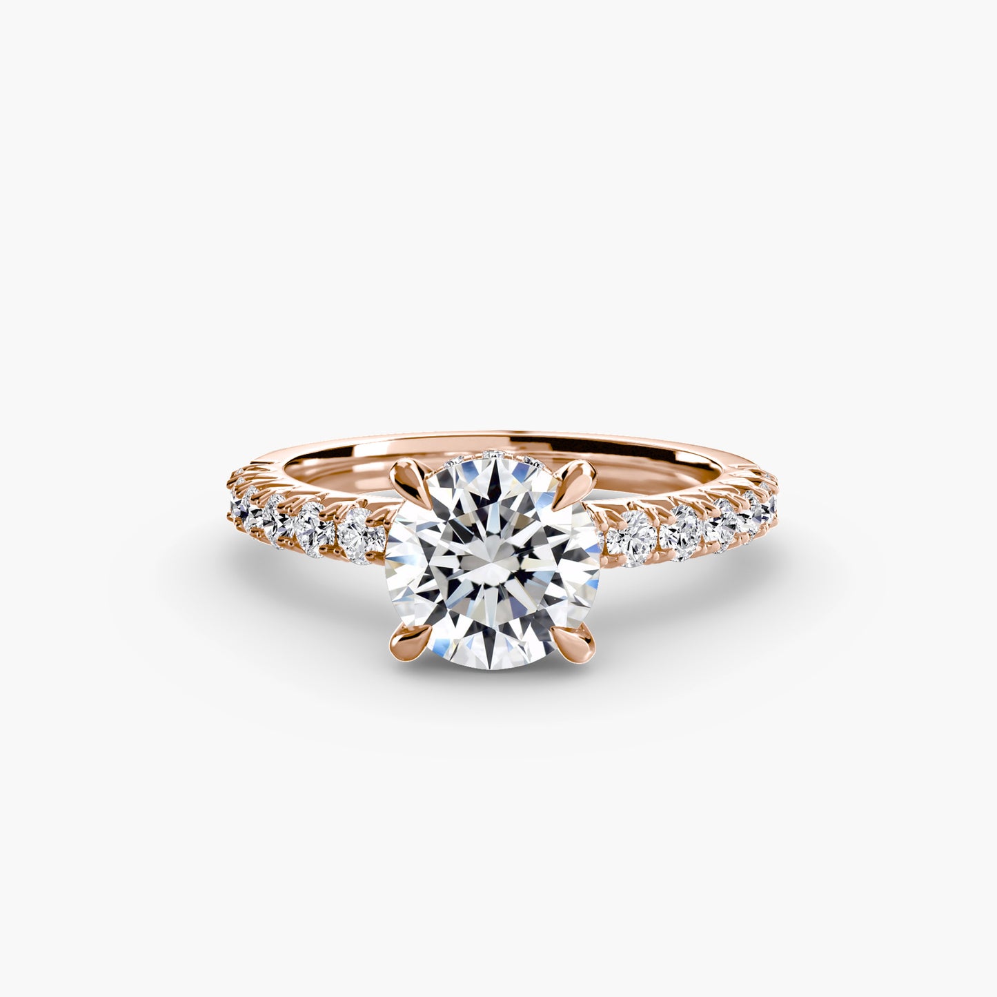 Solitaire Engagement Ring with Pavé Band - 2.3mm