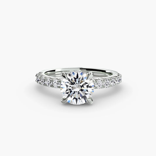 Solitaire Engagement Ring with Pavé Band - 2.3mm