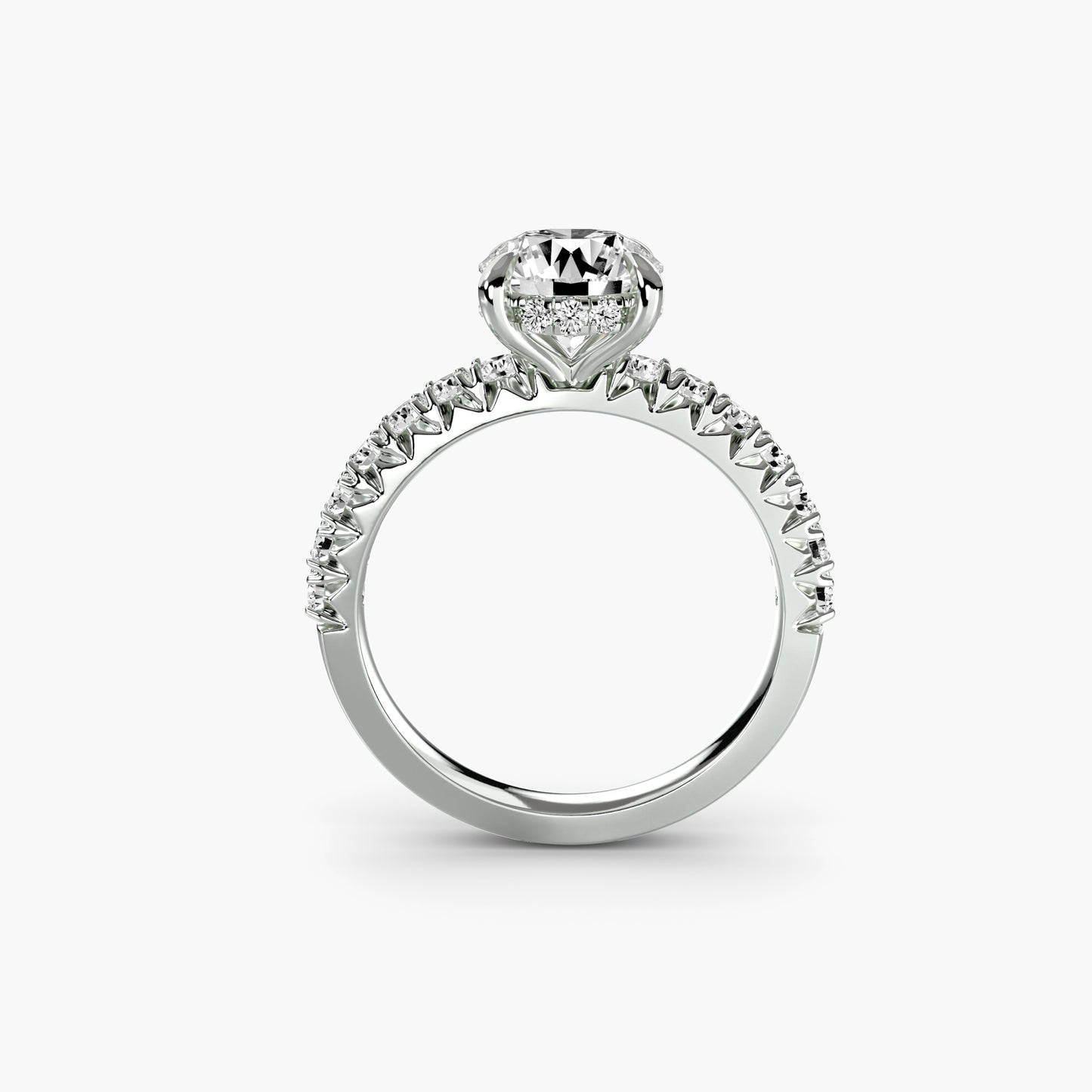 Solitaire Engagement Ring with Pavé Band - 2.3mm