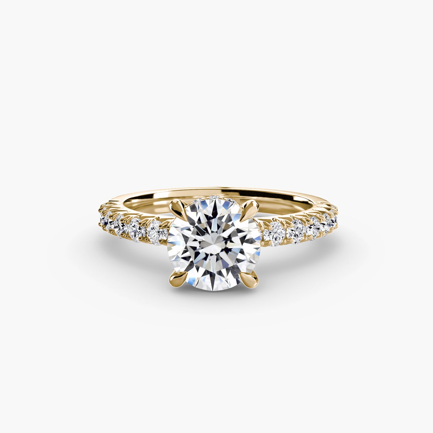 Solitaire Engagement Ring with Pavé Band - 2.3mm
