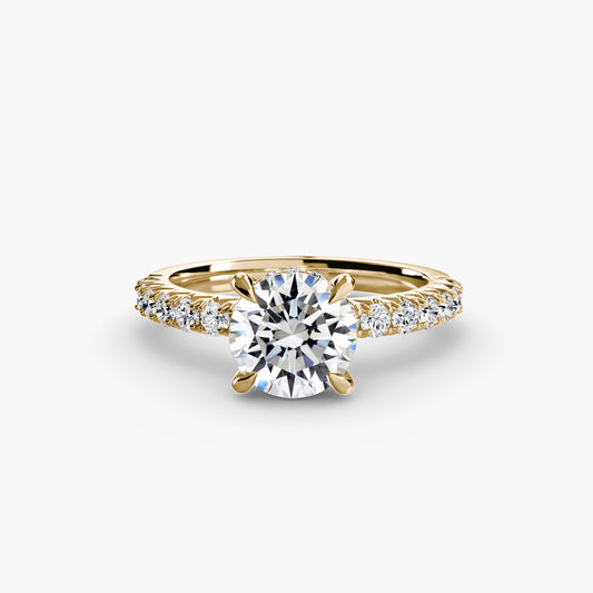 Solitaire Engagement Ring with Pavé Band - 2.3mm