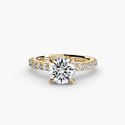Solitaire Engagement Ring with Pavé Band - 2.3mm
