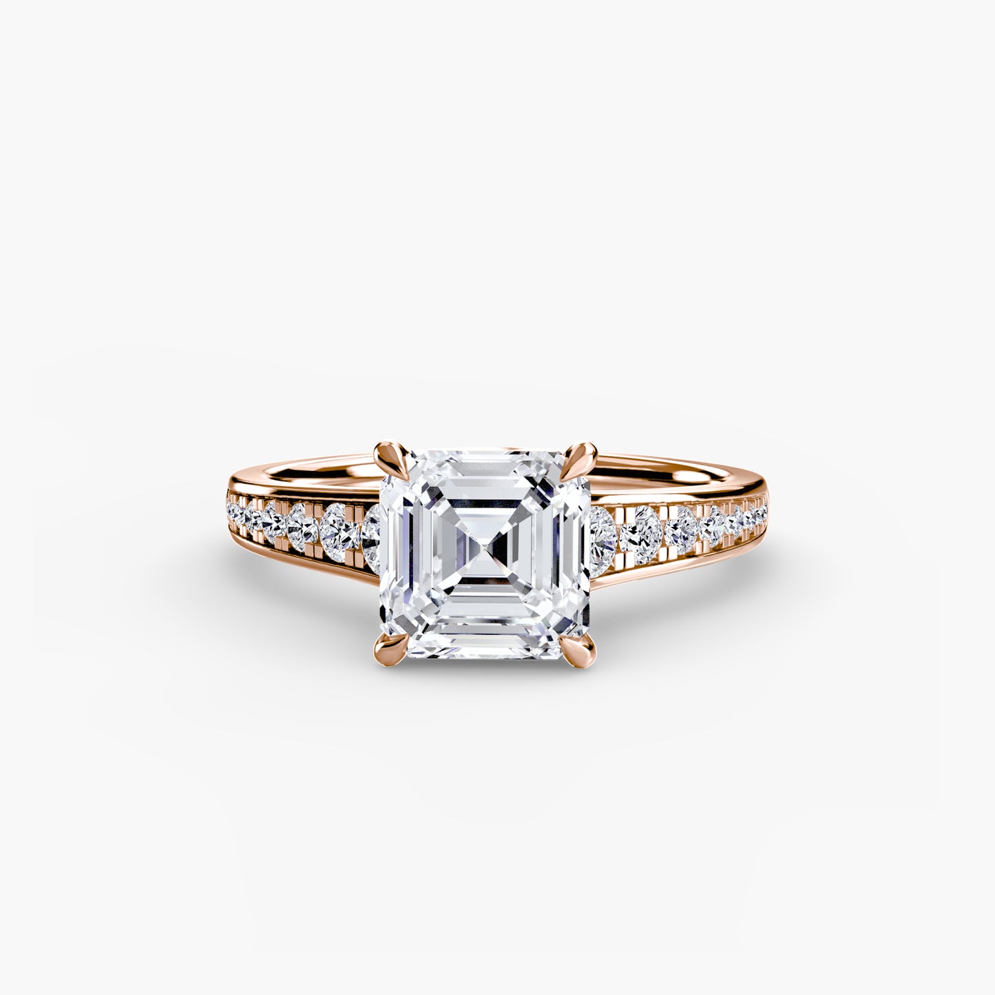 Solitaire Engagement Ring with Pavé Band - 2.4mm