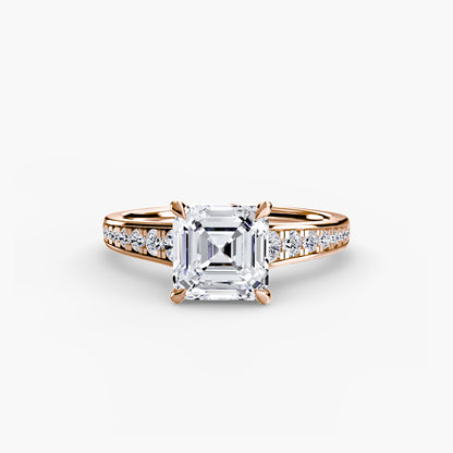 Solitaire Engagement Ring with Pavé Band - 2.4mm