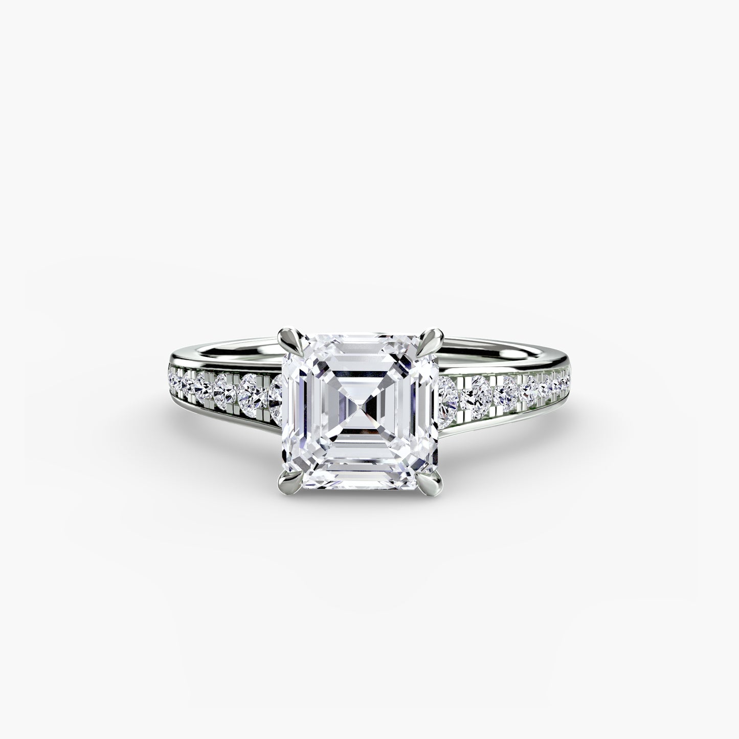 Solitaire Engagement Ring with Pavé Band - 2.4mm