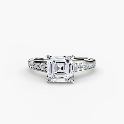 Solitaire Engagement Ring with Pavé Band - 2.4mm