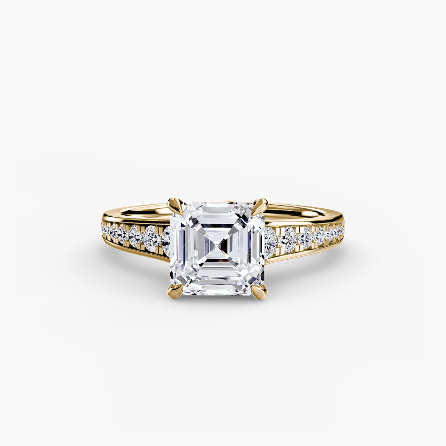 Solitaire Engagement Ring with Pavé Band - 2.4mm