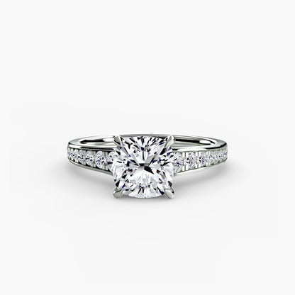 Solitaire Engagement Ring with Pavé Band - 2.4mm