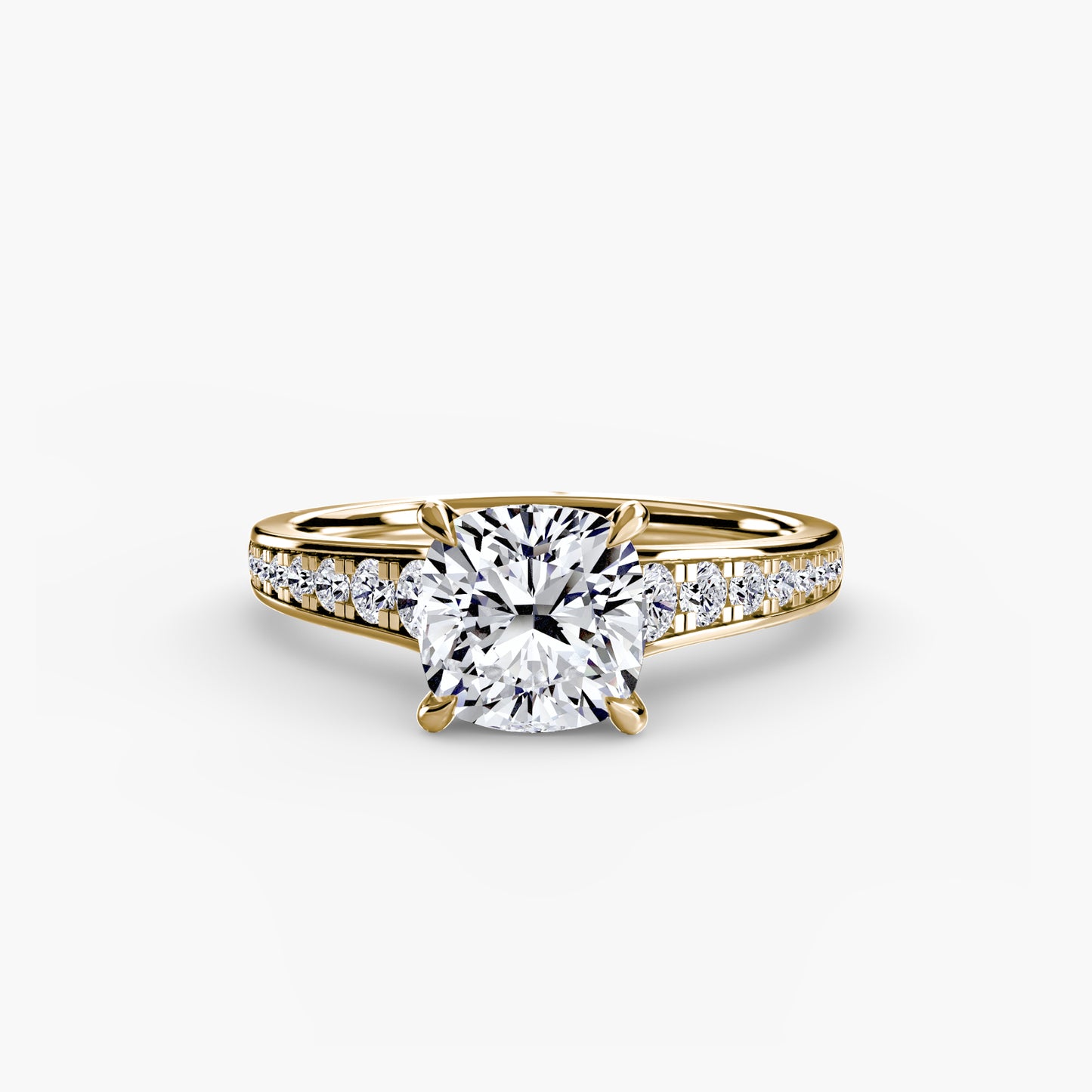 Solitaire Engagement Ring with Pavé Band - 2.4mm