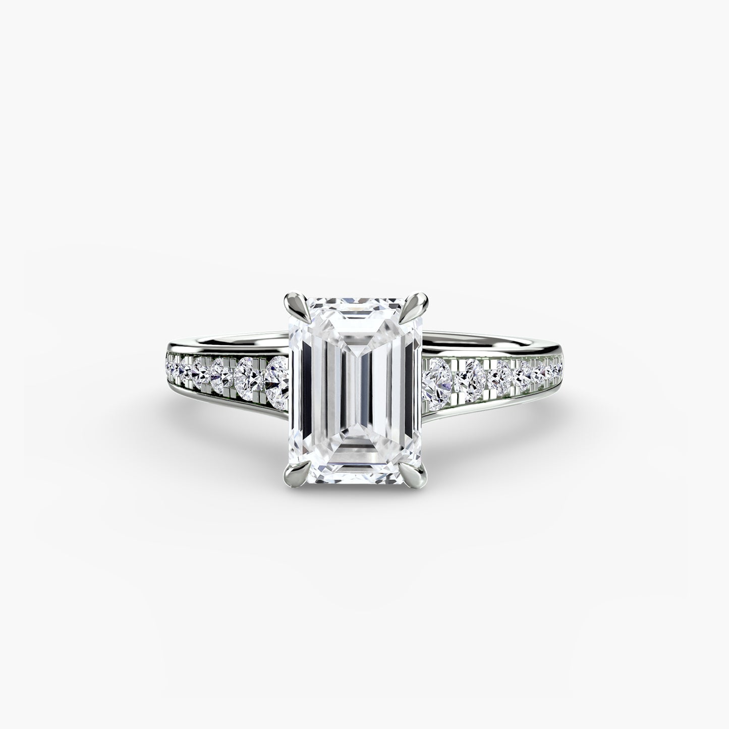 Solitaire Engagement Ring with Pavé Band - 2.4mm