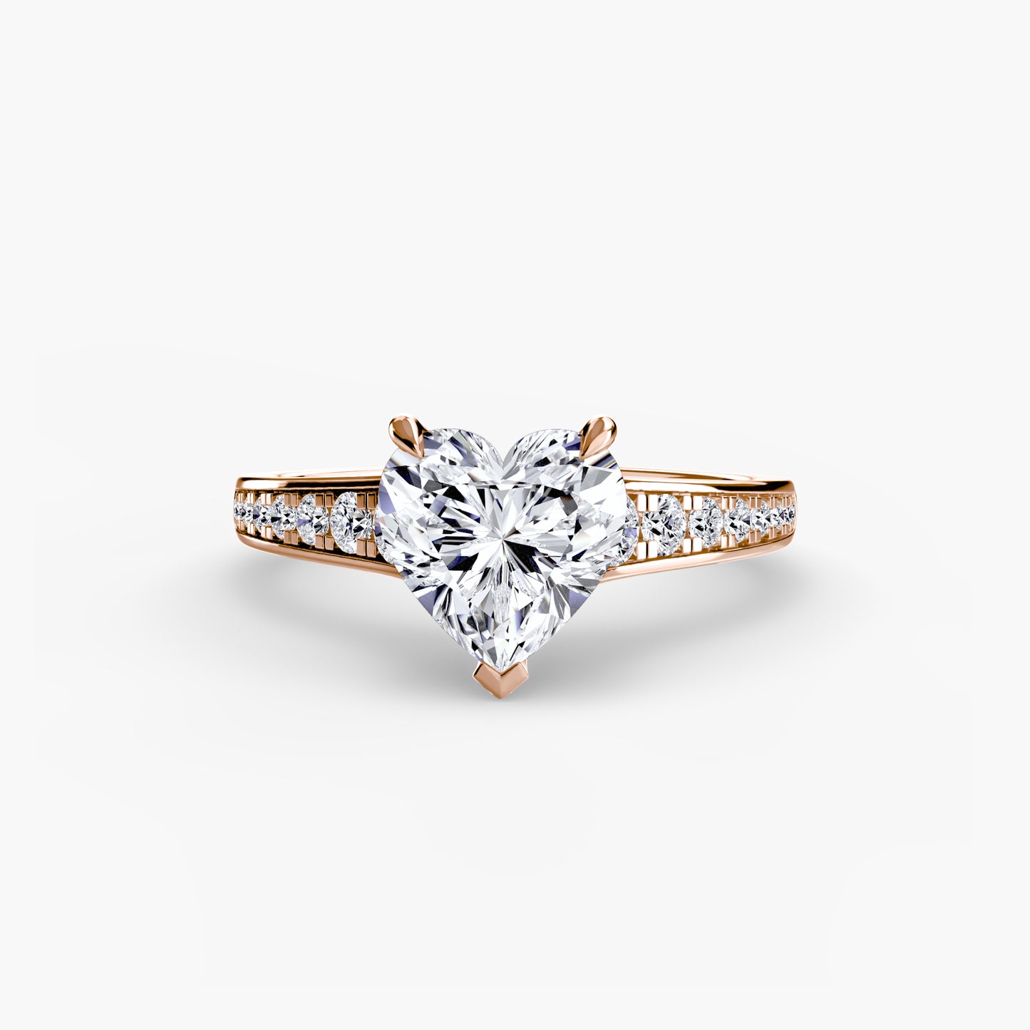 Solitaire Engagement Ring with Pavé Band - 2.4mm