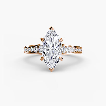 Solitaire Engagement Ring with Pavé Band - 2.4mm