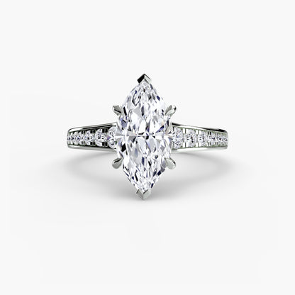 Solitaire Engagement Ring with Pavé Band - 2.4mm