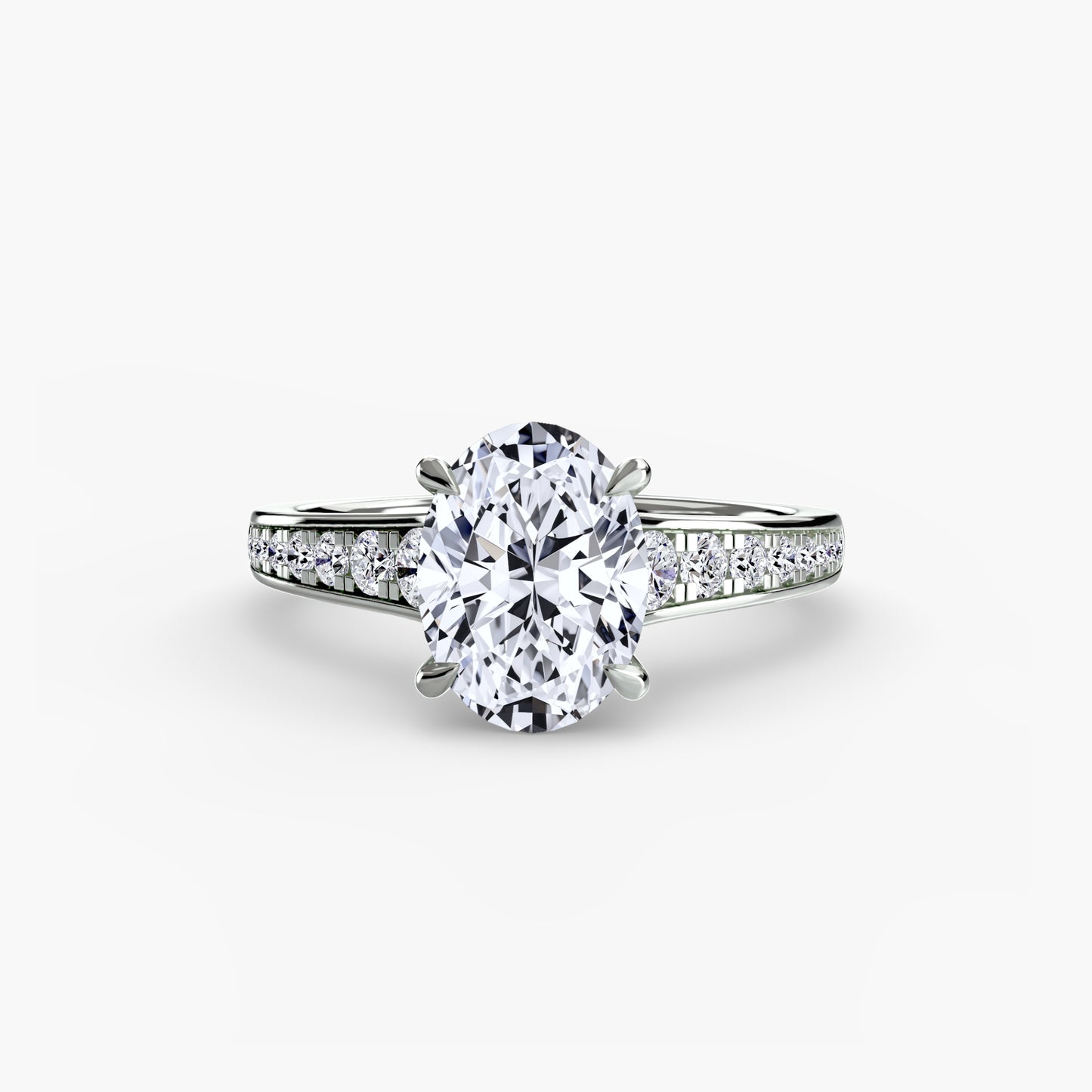 Solitaire Engagement Ring with Pavé Band - 2.4mm