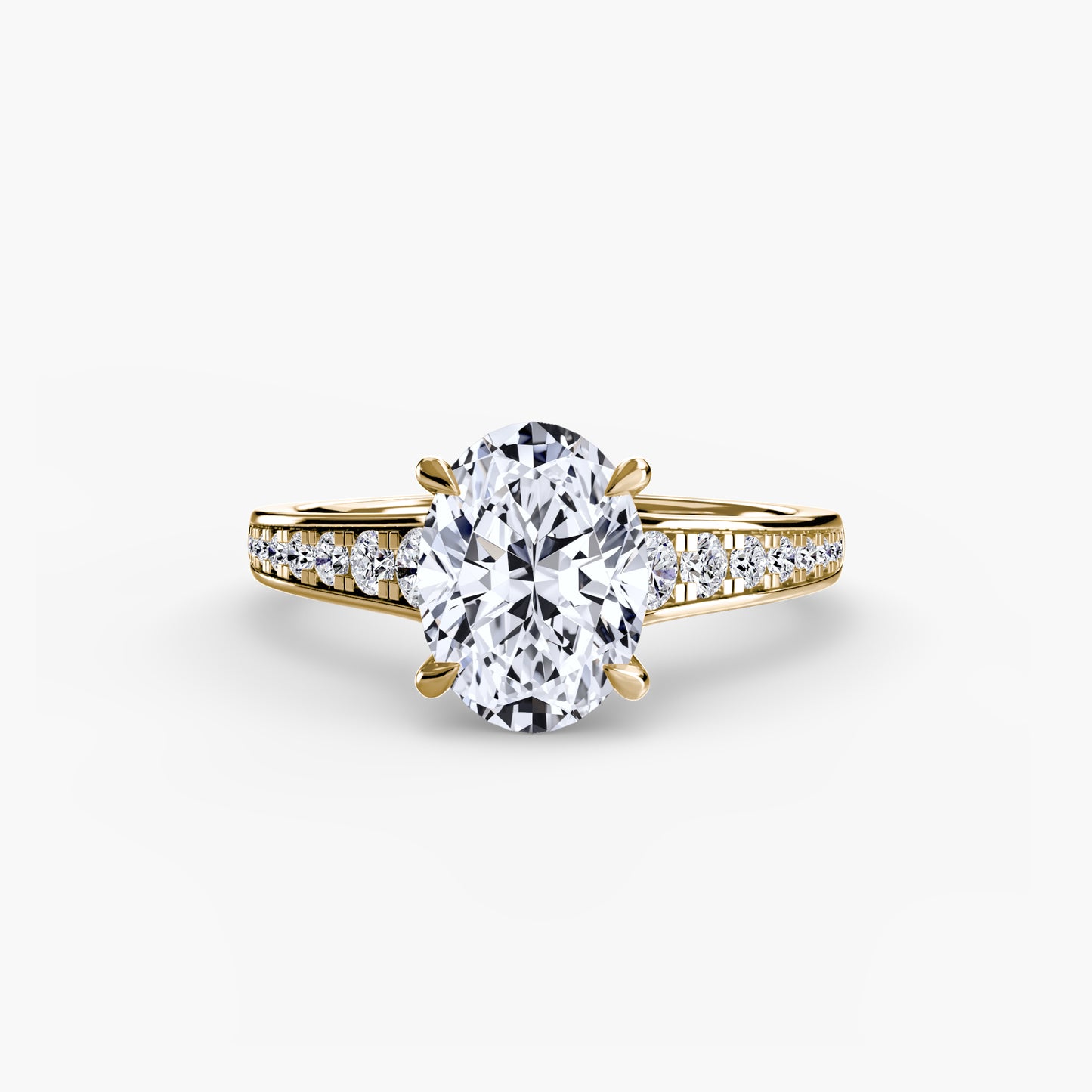 Solitaire Engagement Ring with Pavé Band - 2.4mm