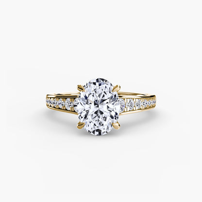 Solitaire Engagement Ring with Pavé Band - 2.4mm