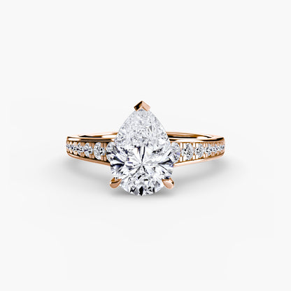 Solitaire Engagement Ring with Pavé Band - 2.4mm