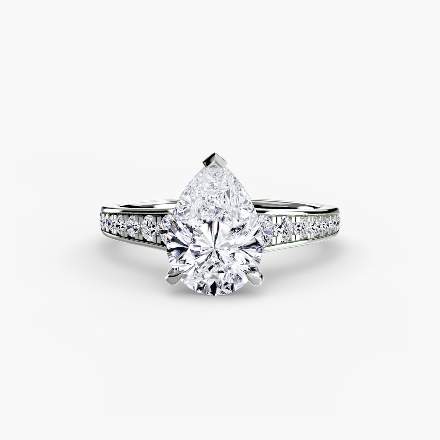 Solitaire Engagement Ring with Pavé Band - 2.4mm
