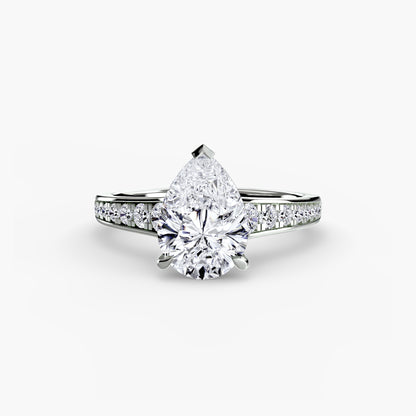Solitaire Engagement Ring with Pavé Band - 2.4mm