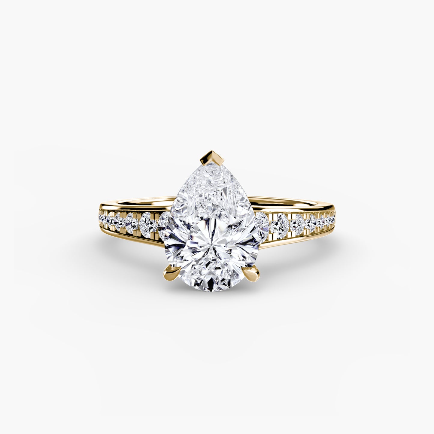 Solitaire Engagement Ring with Pavé Band - 2.4mm