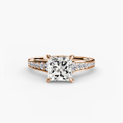 Solitaire Engagement Ring with Pavé Band - 2.4mm