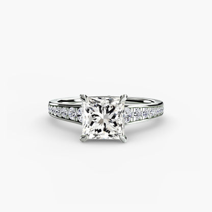 Solitaire Engagement Ring with Pavé Band - 2.4mm